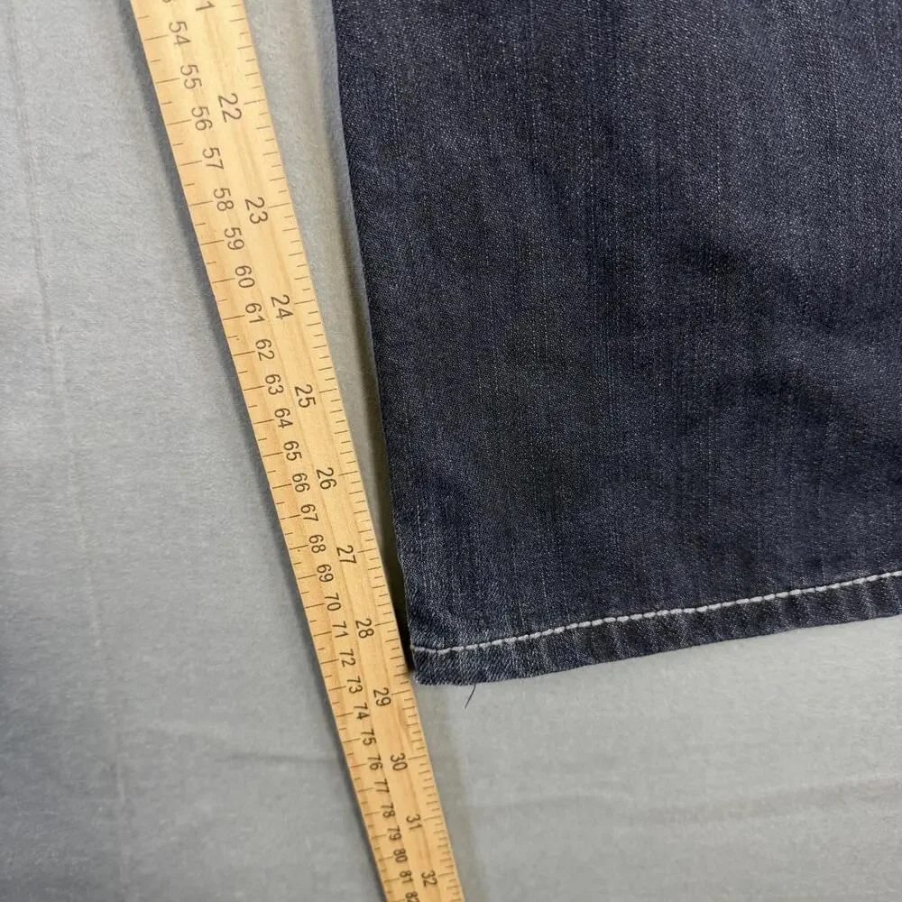 BKE Derek Jeans Mens 33R Blue Dark Wash Bootcut Western Buckle Stretch Denim